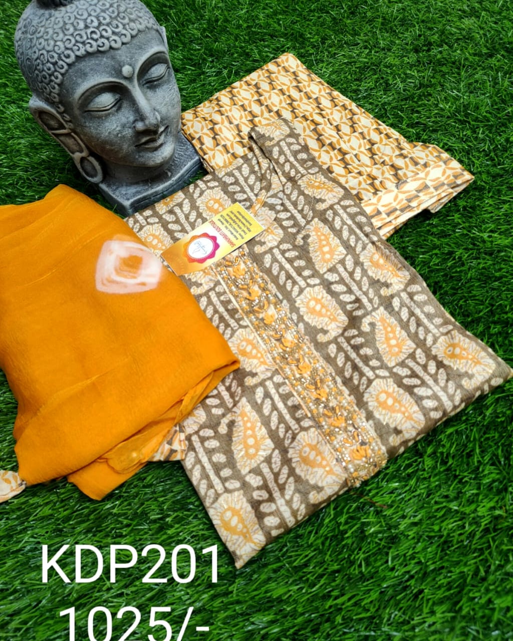 PREMIUM RAYON CAPSULE BLUE / YELLOW / ORANGE / FIROZI DUPATTA PANTS FULL SUIT - KDP201