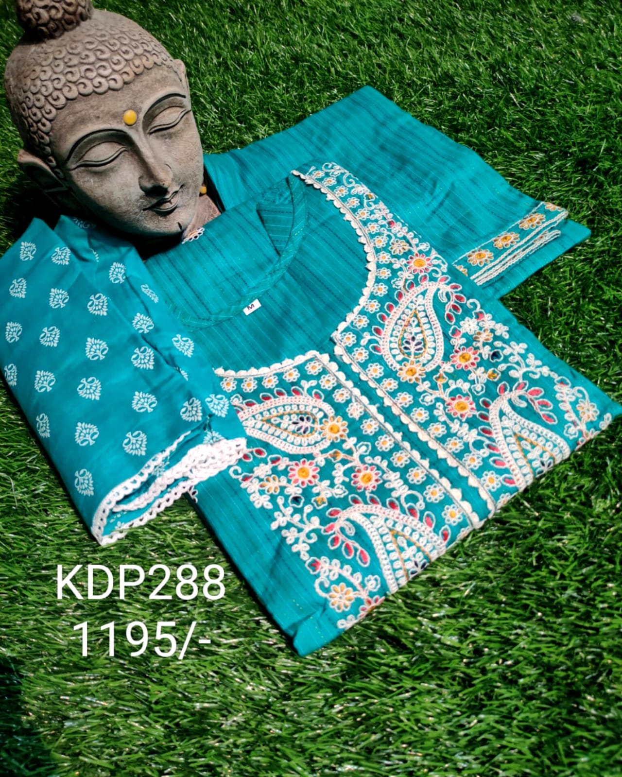 PURE COTTON DUPATTA FIROZI PANTS SUIT SET - KDP288