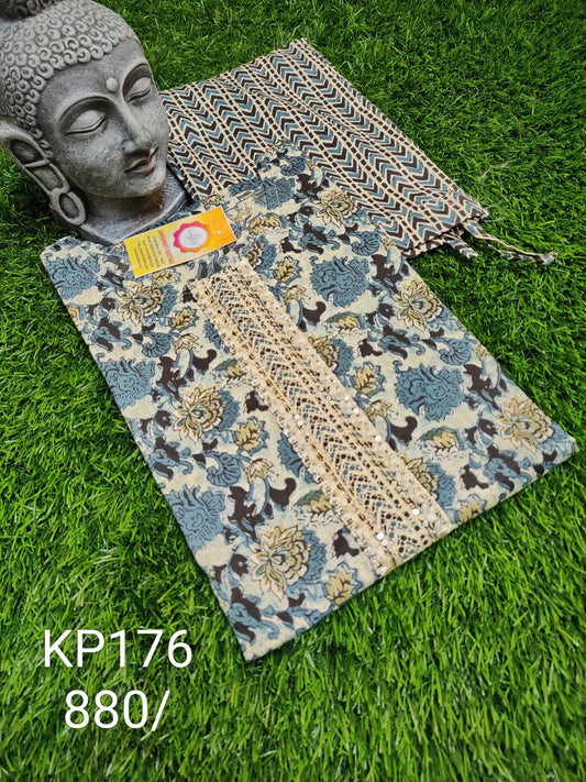 PREMIUM PURE COTTON BLUE KURTI PANT SETS - KP176