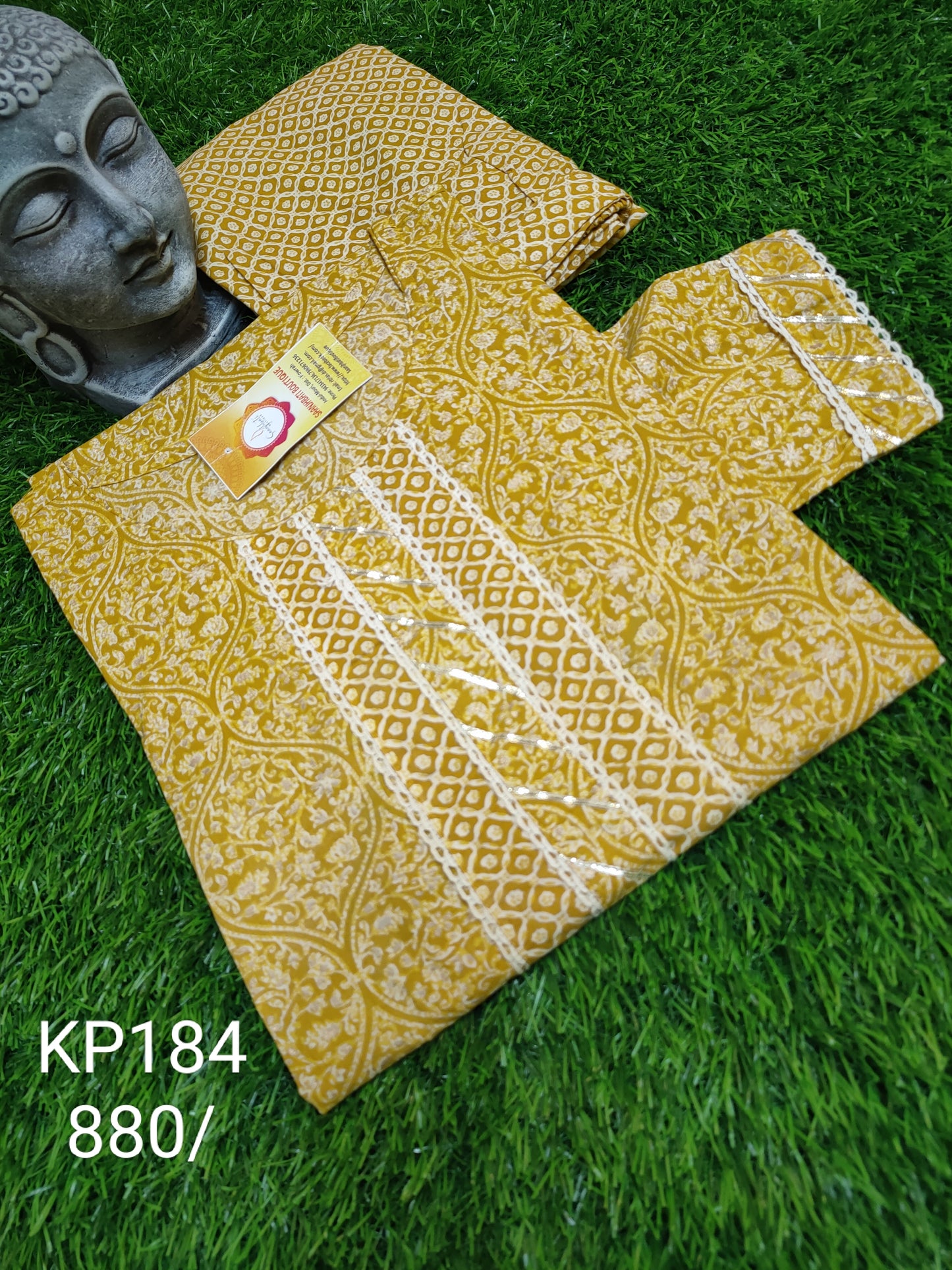 PREMIUM PURE COTTON YELLOW KURTI PANTS SET - KP184