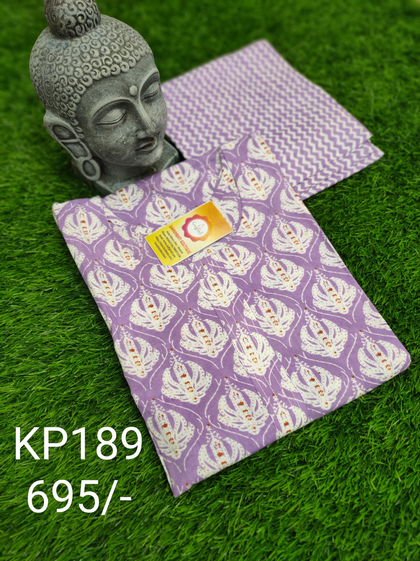 PREMIUM PURE COTTON PURPLE KURTI PANTS SET - KP189