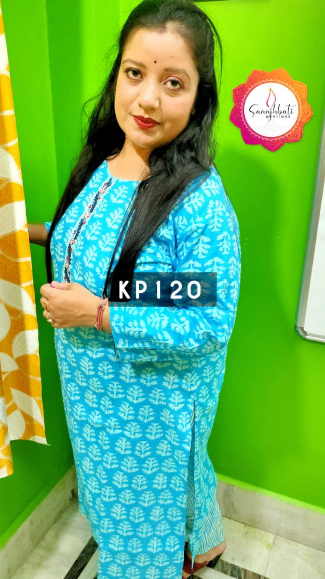 PREMIUM PURE COTTON SKY BLUE KURTI PANT SETS - KP120