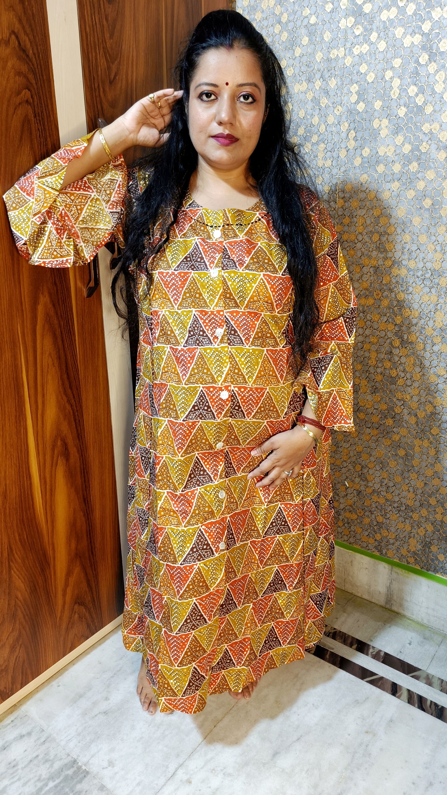 PLUS SIZE PREMIUM PURE COTTON GOLDEN KURTI - K280