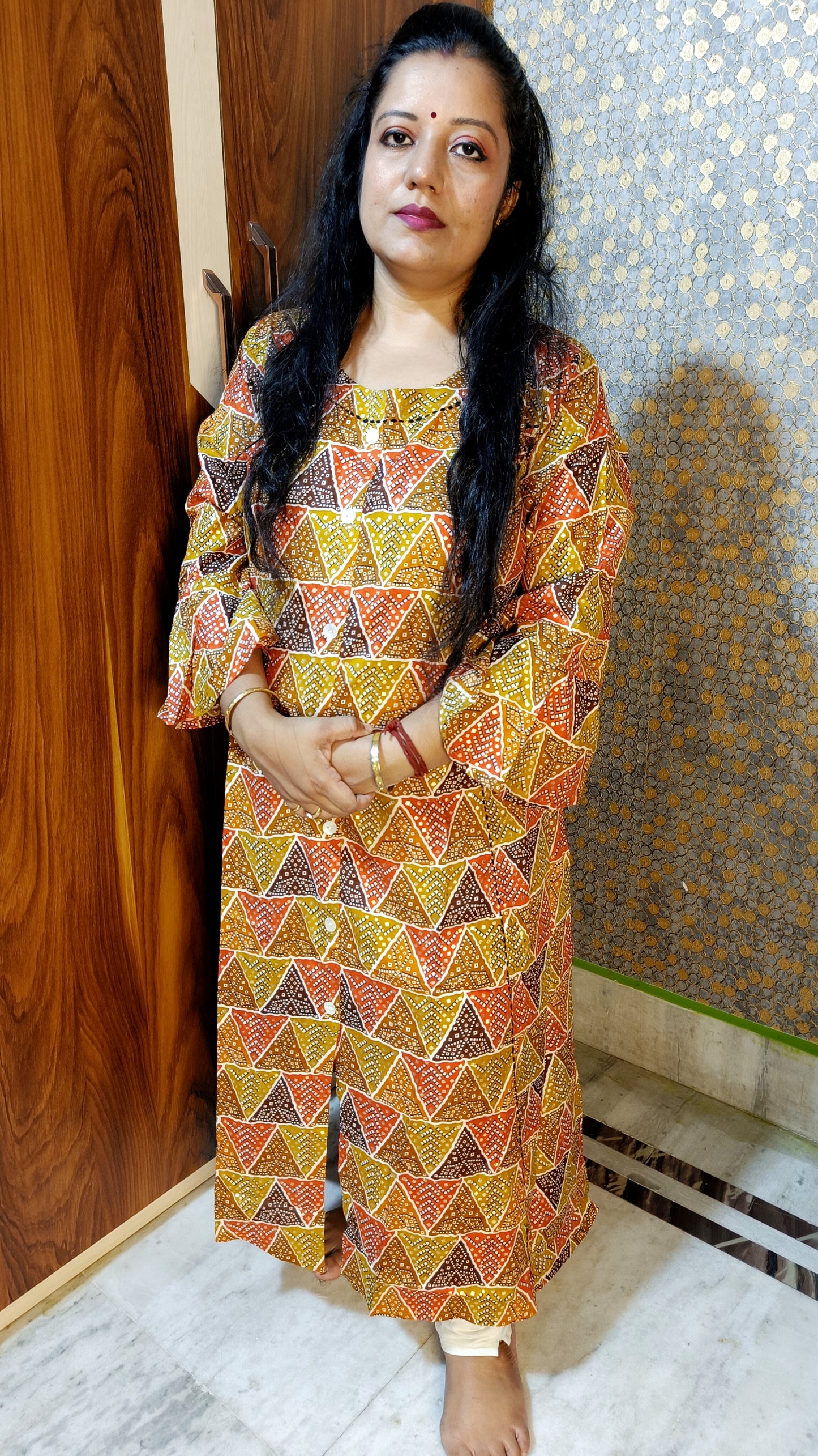 PLUS SIZE PREMIUM PURE COTTON GOLDEN KURTI - K280