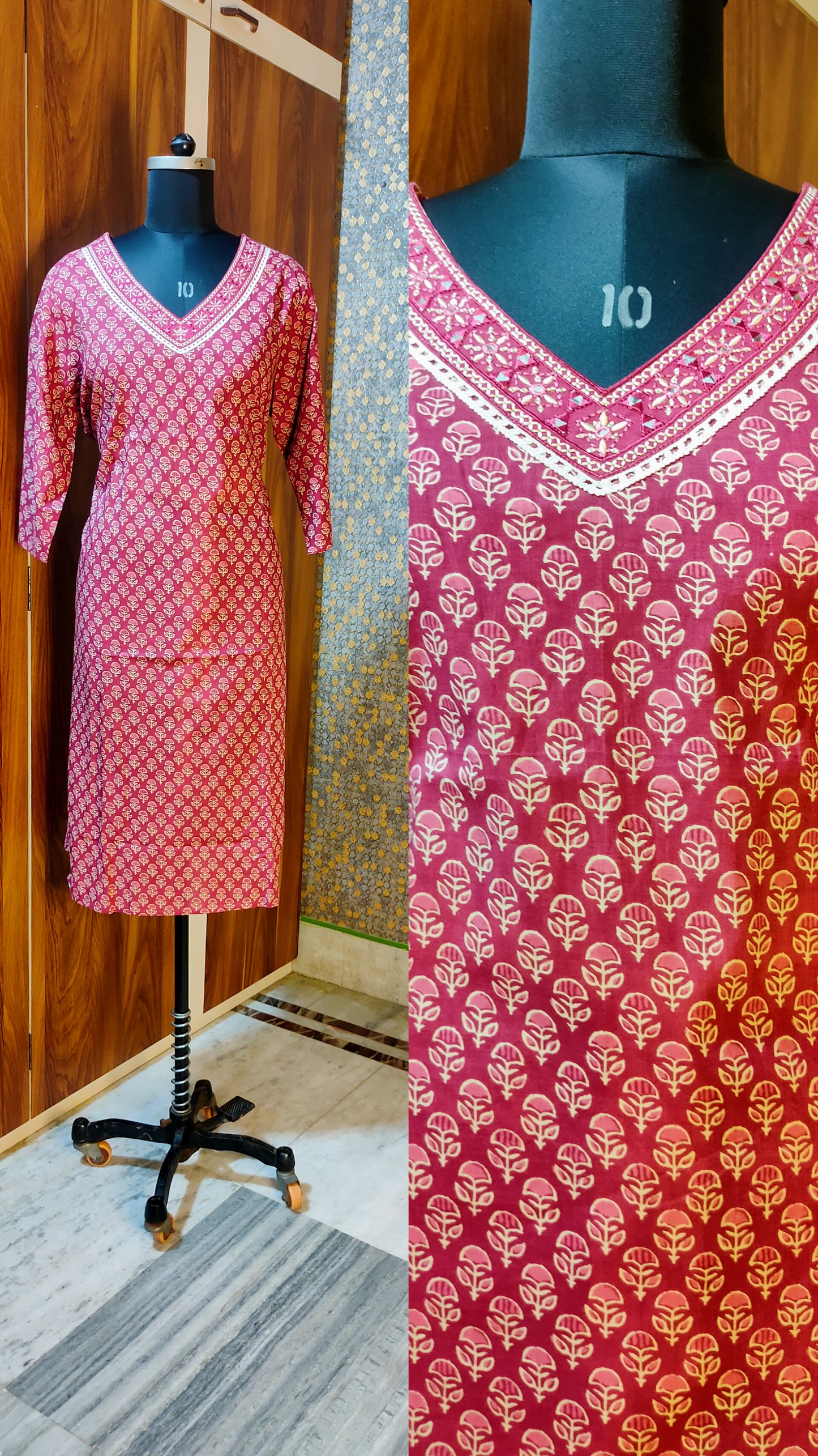 PLUS SIZE PURE COTTON RED KURTI - K274