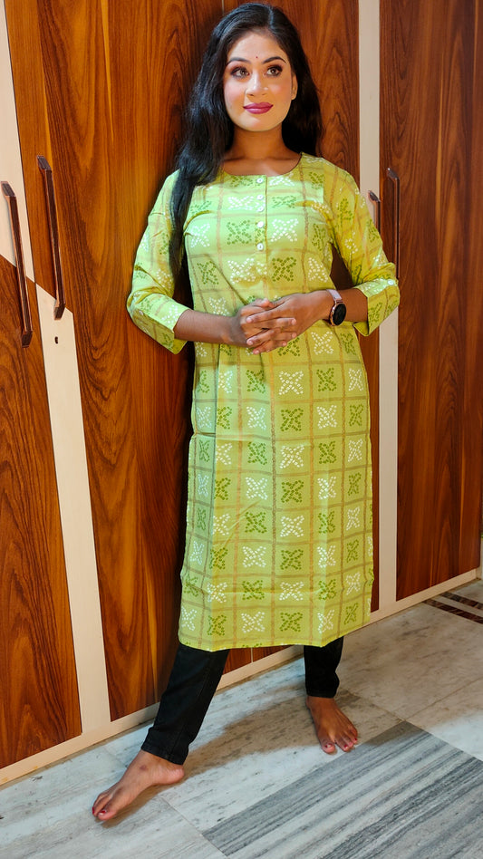 PREMIUM PURE COTTON OLIVE GREEN KURTI - K159